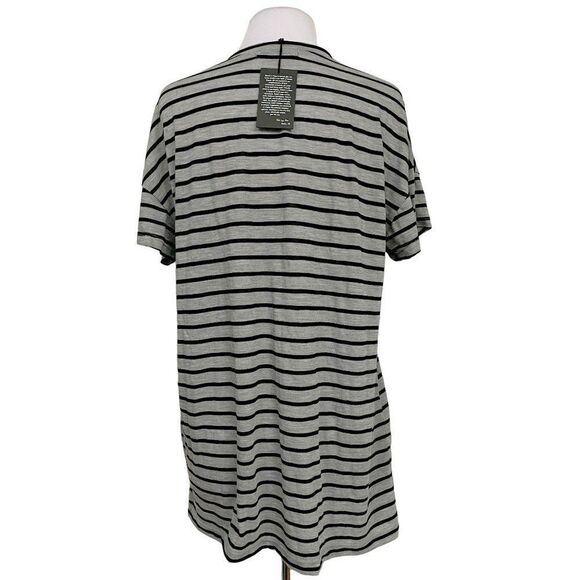 Electric & Rose Mens Gray Black Striped Short Sleeve Crew Neck Cotton Tee Sm NEW - Picture 3 of 4